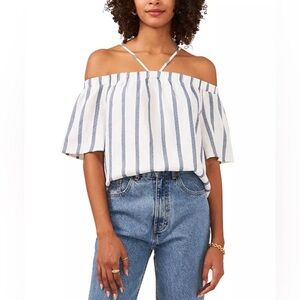 Vince Camuto Striped Off-The-Shoulder Halter Top